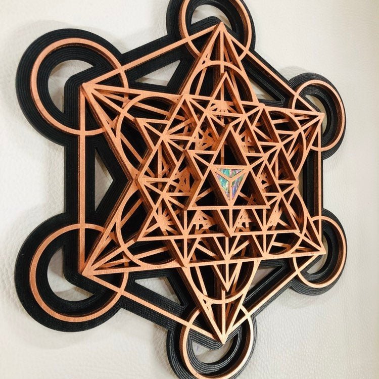 On sale CENTRAL SUN II – Large – Sacred Geometry Linoleum Printing – Copper/Black