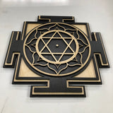 Lakshmi Yantra Wall Art 17.5" (Natural and Black)