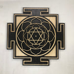 Saraswati Yantra Wall Art 17.5" (Natural and Black)