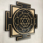 Saraswati Yantra Wall Art 17.5" (Natural and Black)