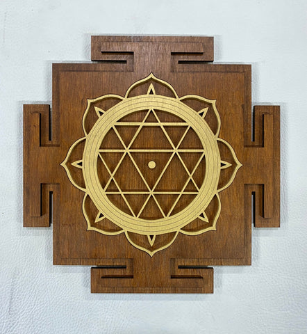 Durga Yantra Wall Art (Brown and Gold) - Radiant Hearts