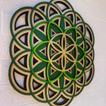 Flower of Life Mandala Wall Art (Green and Gold) - Radiant Hearts