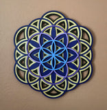 Flower of Life Mandala Wall Art (Purple, Violet and Blue) - Radiant Hearts