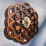 Flower of Life, Seed of Life, Sri Yantra Wall Art 17.5" (Red Base) - Radiant Hearts