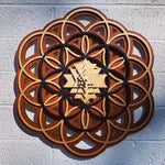 Flower of Life, Seed of Life, Sri Yantra Wall Art 17.5" (Red Base) - Radiant Hearts