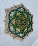 Lotus Mandala v2 Wall Art (Green and Natural) Sacred Geometry