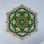 Lotus Mandala v2 Wall Art (Green and Natural) Sacred Geometry