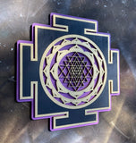 Sri Yantra Wall Art 11.11" (Purple, Gold, Black)