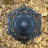 Lotus Mandala v2 Wall Art (Black w/Mother of Pearl Inlays) Sacred Geometry