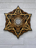 Sacred Cube Mandala Wall Art (Brown, Gold, White, Black) Sacred Geometry