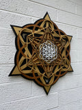 Sacred Cube Mandala Wall Art (Brown, Gold, White, Black) Sacred Geometry