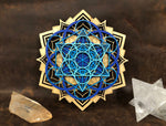 Lotus Mandala v1 Wall Art (Blue and Natural) Sacred Geometry - Radiant Hearts