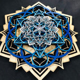 Lotus Mandala v2 Wall Art (Blue and Silver) Sacred Geometry - Radiant Hearts