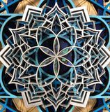 Lotus Mandala v2 Wall Art (Blue and Silver) Sacred Geometry - Radiant Hearts