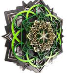 Lotus Mandala v2 Wall Art (Green and Gold) Sacred Geometry - Radiant Hearts