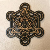 Metatron's Cube Wall Art (Black and Natural) Sacred Geometry - Radiant Hearts