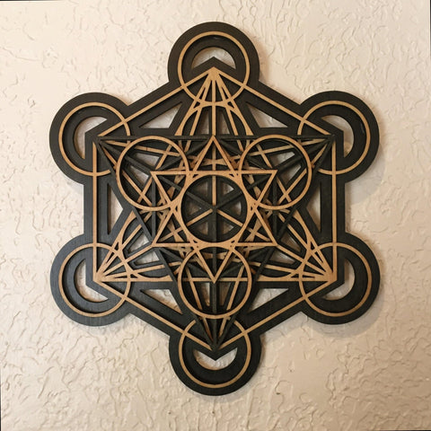 Metatron's Cube Wall Art (Black and Natural) Sacred Geometry - Radiant Hearts