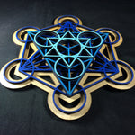 Metatron's Cube Wall Art (Blue and Natural) Sacred Geometry - Radiant Hearts