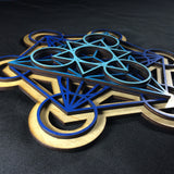 Metatron's Cube Wall Art (Blue and Natural) Sacred Geometry - Radiant Hearts