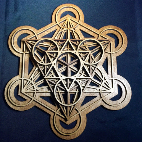 Metatron's Cube Wall Art (Brown and Natural) Sacred Geometry - Radiant Hearts