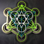 Metatron's Cube Wall Art (Green, Turquoise, Silver) Sacred Geometry - Radiant Hearts