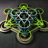 Metatron's Cube Wall Art (Green, Turquoise, Silver) Sacred Geometry - Radiant Hearts