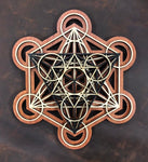 Metatron's Cube Wall Art (Natural, Black and Red) Sacred Geometry - Radiant Hearts