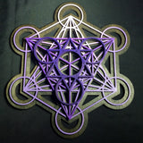 Metatron's Cube Wall Art (Purple and Black) Sacred Geometry - Radiant Hearts