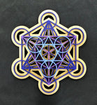 Metatron's Cube Wall Art (Purple and Violet) Sacred Geometry - Radiant Hearts