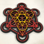 Metatron's Cube Wall Art (Red, Orange, Yellow) Sacred Geometry - Radiant Hearts