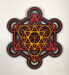 Metatron's Cube Wall Art (Red, Orange, Yellow) Sacred Geometry - Radiant Hearts