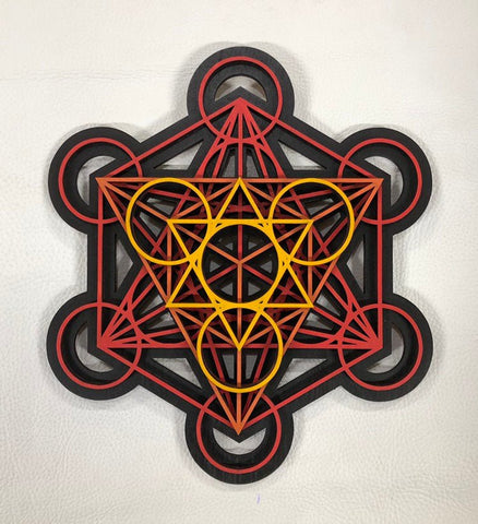 Metatron's Cube Wall Art (Red, Orange, Yellow) Sacred Geometry - Radiant Hearts