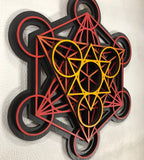 Metatron's Cube Wall Art (Red, Orange, Yellow) Sacred Geometry - Radiant Hearts