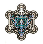 Metatron's Cube Wall Art (Violet, Turquoise and Silver) Sacred Geometry - Radiant Hearts