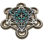 Metatron's Cube Wall Art (Violet, Turquoise and Silver) Sacred Geometry - Radiant Hearts