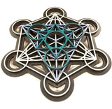 Metatron's Cube Wall Art (Violet, Turquoise and Silver) Sacred Geometry - Radiant Hearts