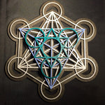 Metatron's Cube Wall Art (Violet, Turquoise and Silver) Sacred Geometry - Radiant Hearts