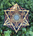 Sacred Cube Mandala Wall Art (Brown, Gold, White, Black) Sacred Geometry - Radiant Hearts