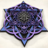 Sacred Cube Mandala Wall Art (Purple, Violet, Black) Sacred Geometry - Radiant Hearts