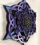 Sacred Cube Mandala Wall Art (Purple, Violet, Black) Sacred Geometry - Radiant Hearts