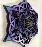 Sacred Cube Mandala Wall Art (Purple, Violet, Black) Sacred Geometry - Radiant Hearts