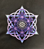 Sacred Cube Mandala Wall Art (Purple, Violet, Black) Sacred Geometry - Radiant Hearts