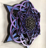 Sacred Cube Mandala Wall Art (Purple, Violet, Black) Sacred Geometry - Radiant Hearts