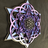 Sacred Cube Mandala Wall Art (Purple, Violet, Black) Sacred Geometry - Radiant Hearts