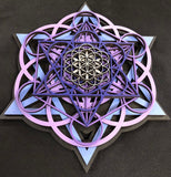 Sacred Cube Mandala Wall Art (Purple, Violet, Black) Sacred Geometry - Radiant Hearts