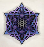 Sacred Cube Mandala Wall Art (Purple, Violet, Black) Sacred Geometry - Radiant Hearts