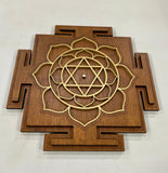 Saraswati Yantra Wall Art (Brown and Gold) - Radiant Hearts