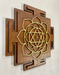 Saraswati Yantra Wall Art (Brown and Gold) - Radiant Hearts