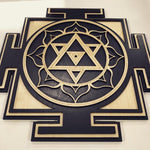 Shiva Yantra Wall Art 17.5" (Natural and Black) - Radiant Hearts