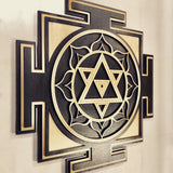 Shiva Yantra Wall Art 17.5" (Natural and Black) - Radiant Hearts